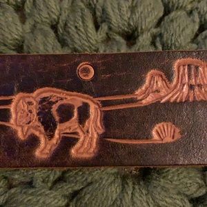 Handmade western style tooled leather belt